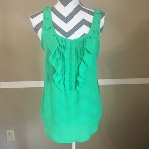 LC Green Ruffle Sleeveless Tank Blouse Medium